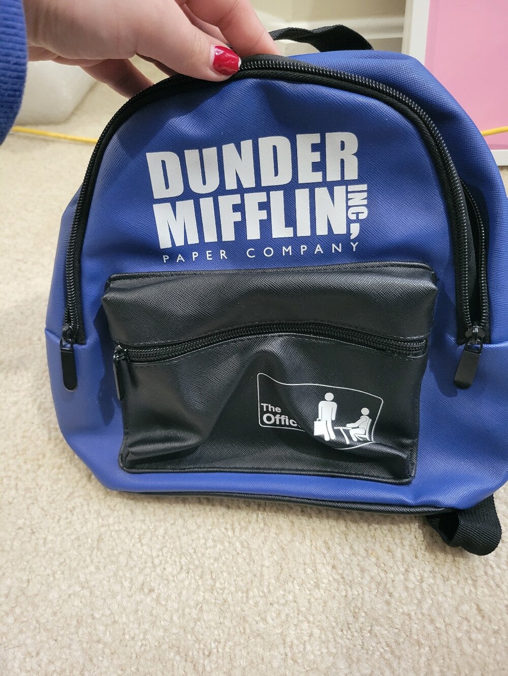 The Office Dunder Mifflin Inc Paper Company Mini Backpack Blue Faux Leather